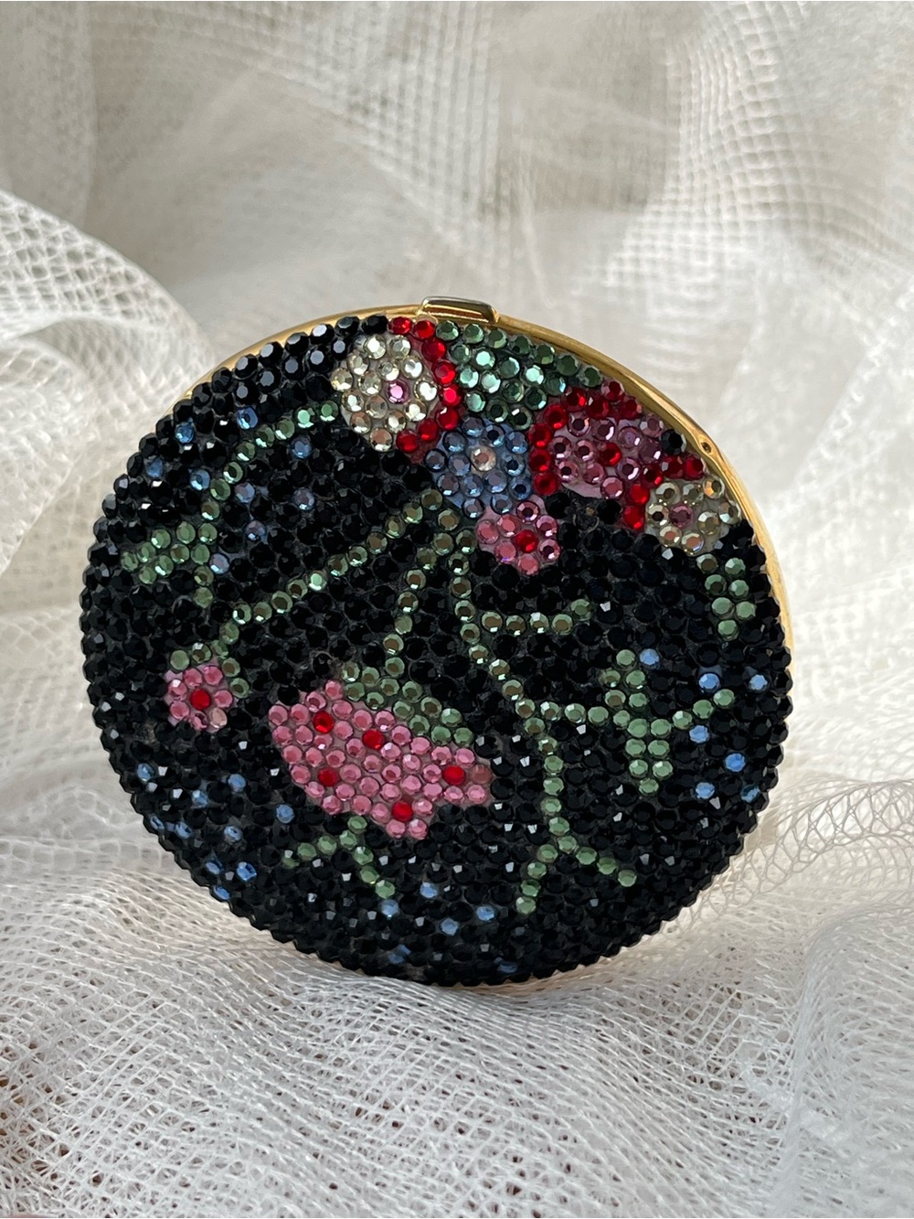 Judith Leiber ✨⭐️💐Vintage Floral Crystal ✨ Compact, EUC - Picture 14 of 16